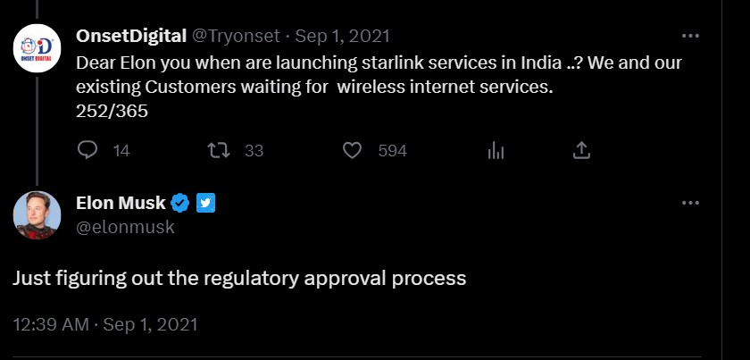 Starlink's Entry into India- reply from musk