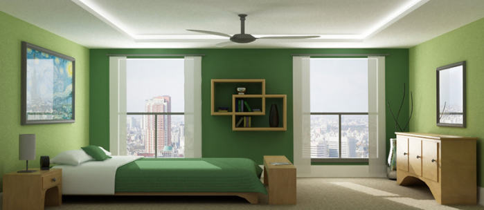 Green two colour combination for bedroom walls